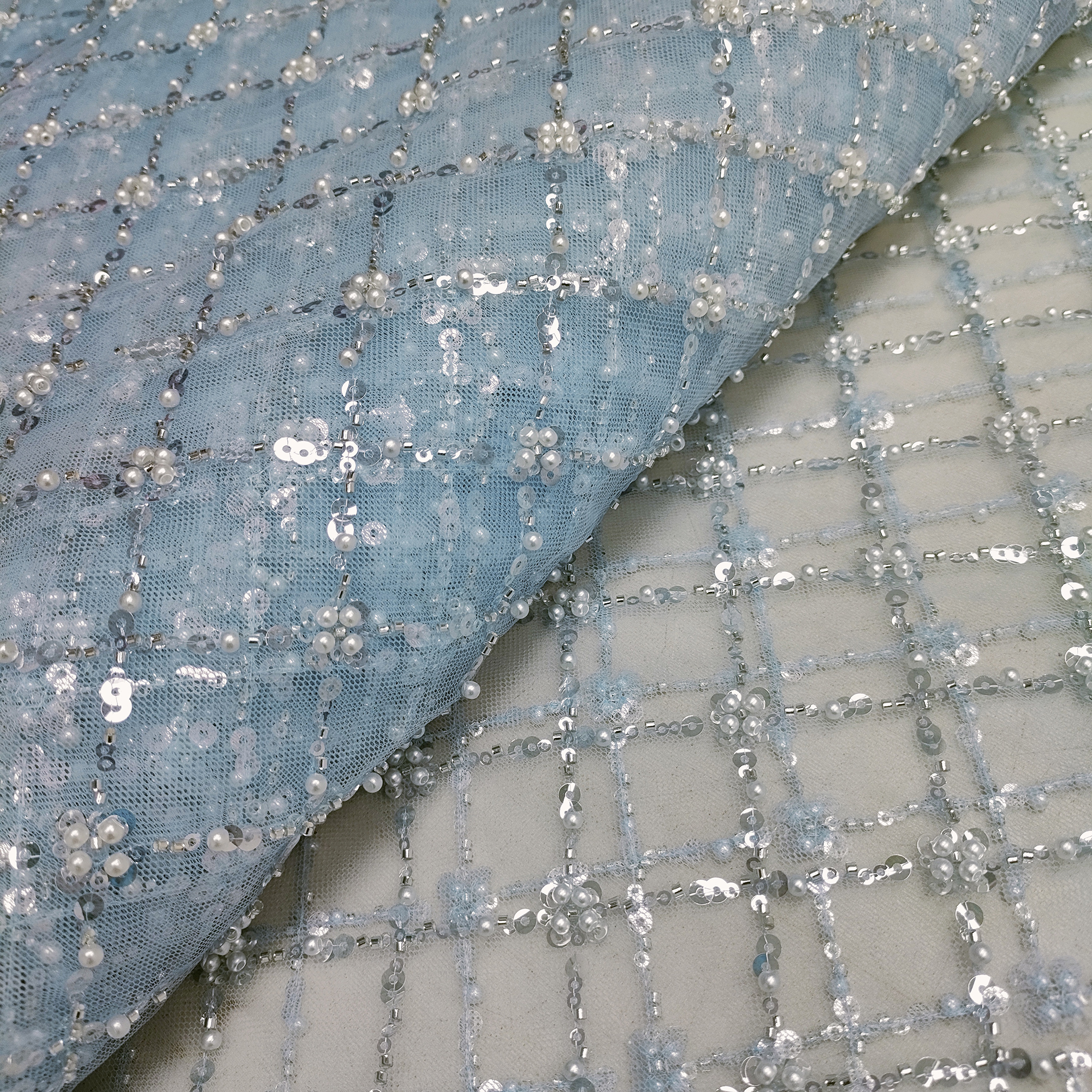 Crystal Mesh Fabric - Sewing Tulle African Beaded Lace Fabric