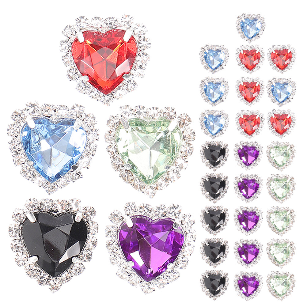 Sew On Rhinestone - 30Pcs Heart Rhinestones Sew-on Buttons Crystal