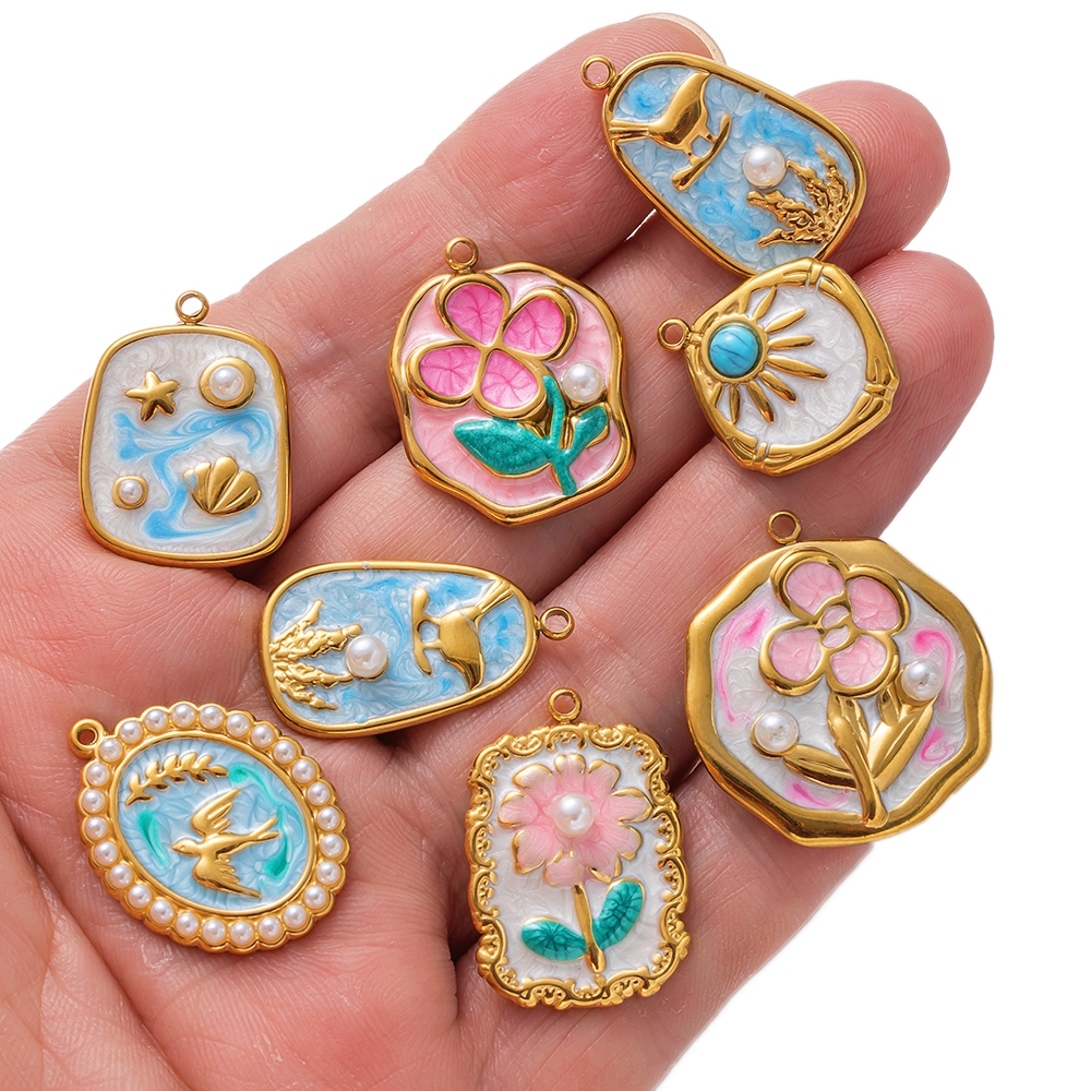 2pcs Gold Stainless Steel Enam - Embellishment Crafts review and price