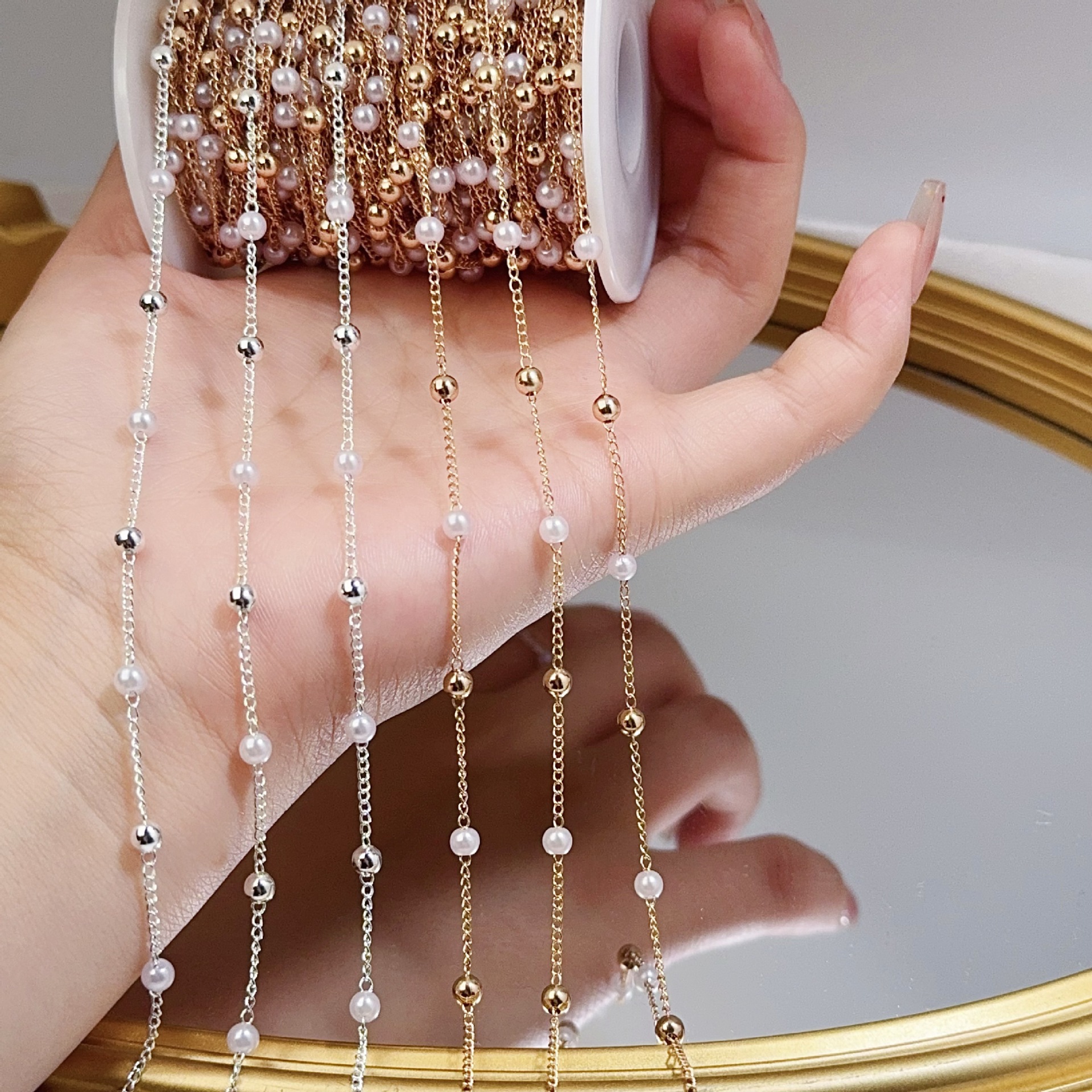 0.5/1/2M Pearl Copper Bead Cha - Pearl Trim Chain review and price