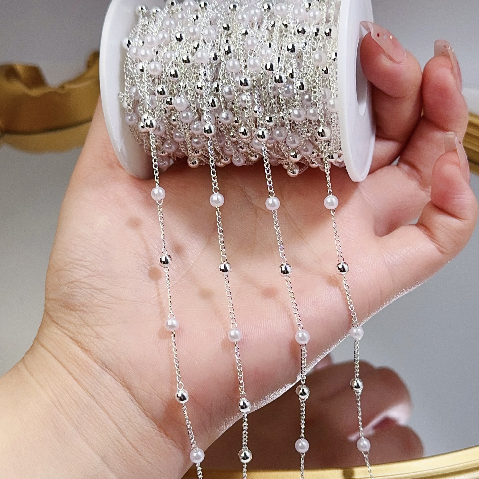 0.5/1/2M Pearl Copper Bead Cha - Pearl Trim Chain review and price