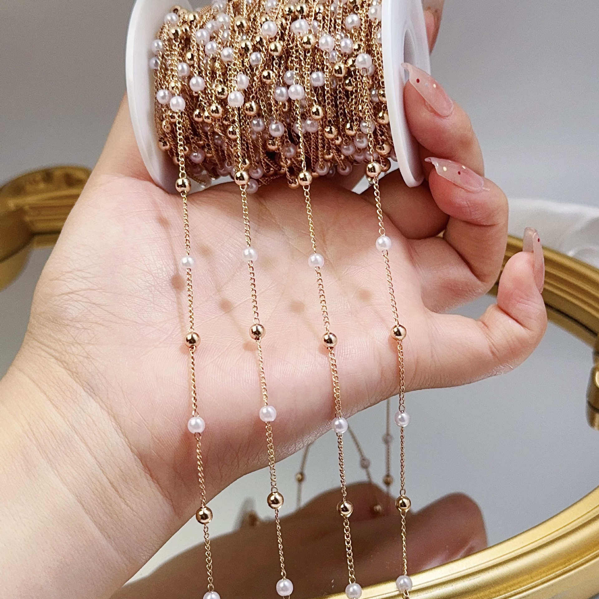0.5/1/2M Pearl Copper Bead Cha - Pearl Trim Chain review and price