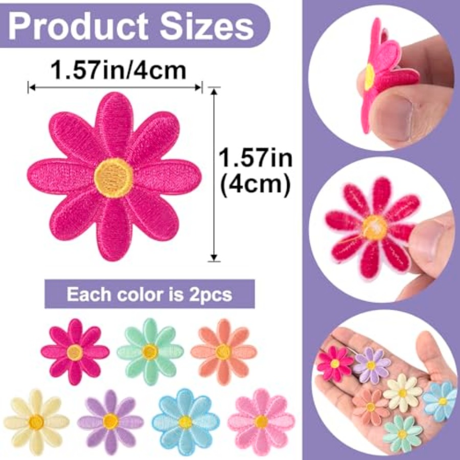 14 Pcs Flower Iron on Patches, - Applique Patch Flower review and price