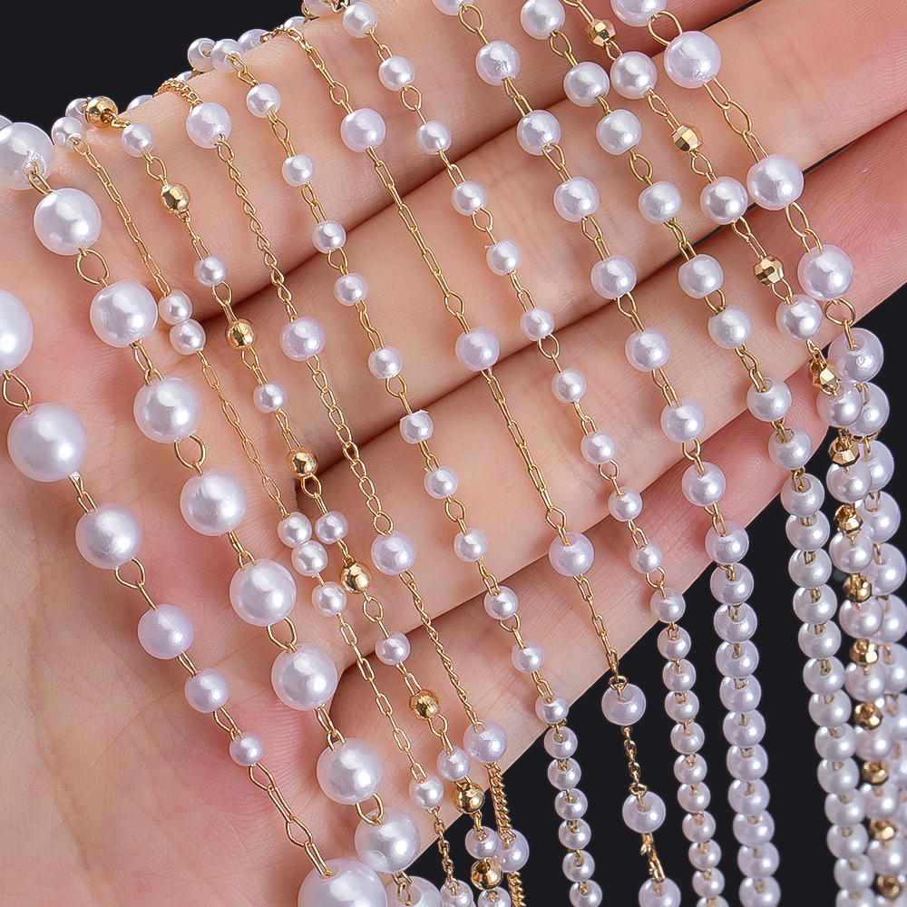 1M Stylish Multi-Style Copper  - Pearl Trim Chain review and price