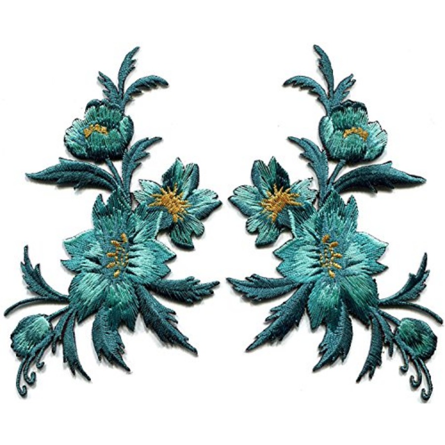 3 x 5.13 inches. Blue Green Te - Applique Patch Flower review and price
