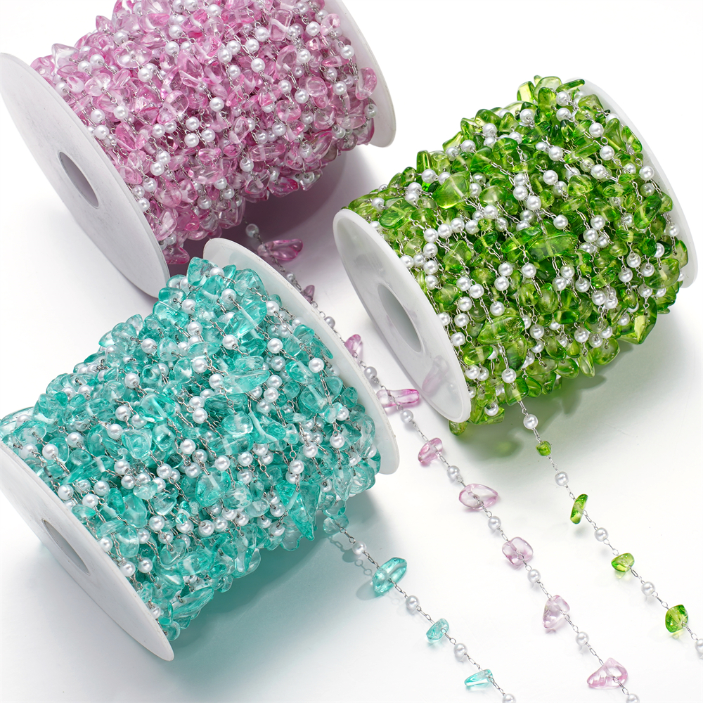 1Meter Crystal Glass Stone And - Pearl Trim Chain review and price