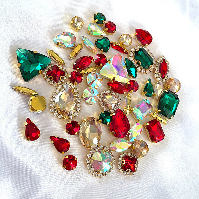 50Pcs 24 Color Mixed Shape Gla - Sew On Rhinestone review and price