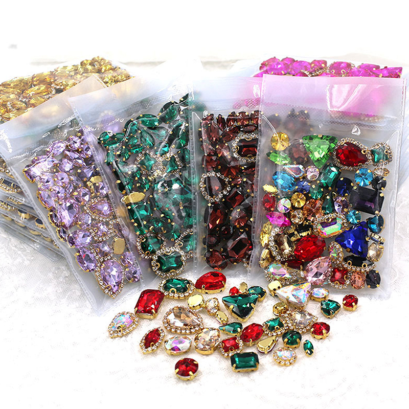 50Pcs 24 Color Mixed Shape Gla - Sew On Rhinestone review and price