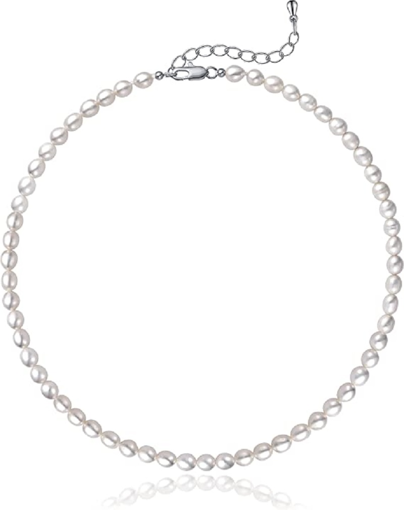 Pearl Necklace 5-7mm Oval Whit - Pearl Trim Chain review and price