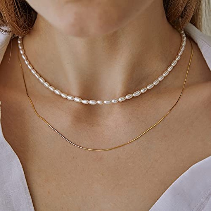 Pearl Necklace 5-7mm Oval Whit - Pearl Trim Chain review and price
