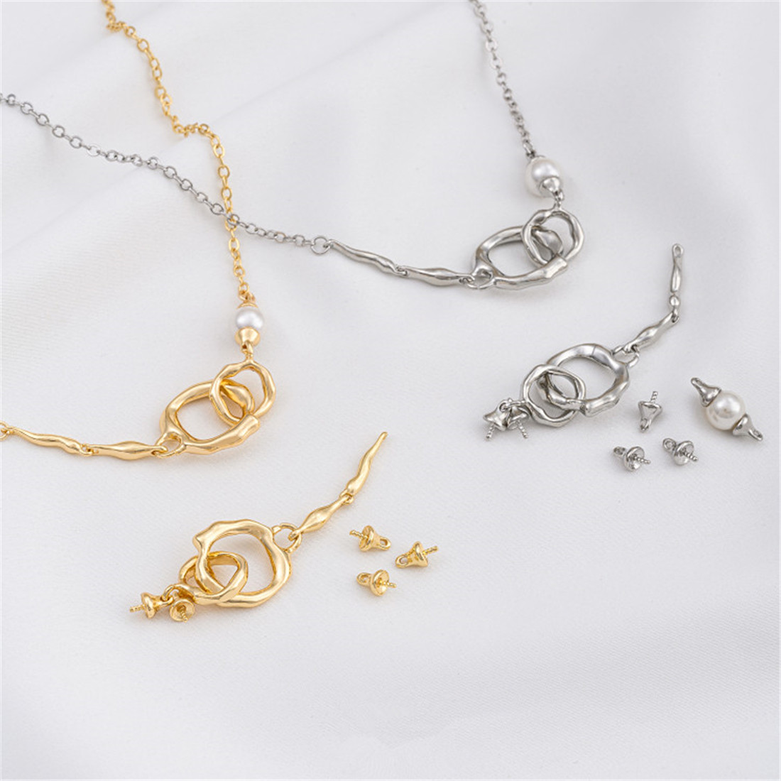 14K Gold-Plated Double-Ring Ne - Pearl Trim Chain review and price