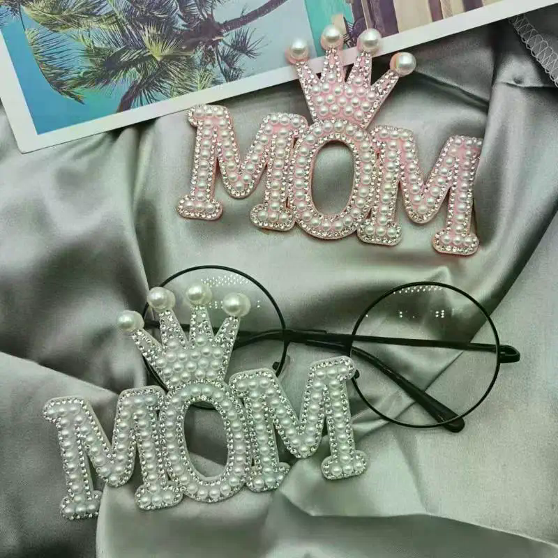 1PC Pearl Crown Mom Letter Pat - Sew On Rhinestone review and price