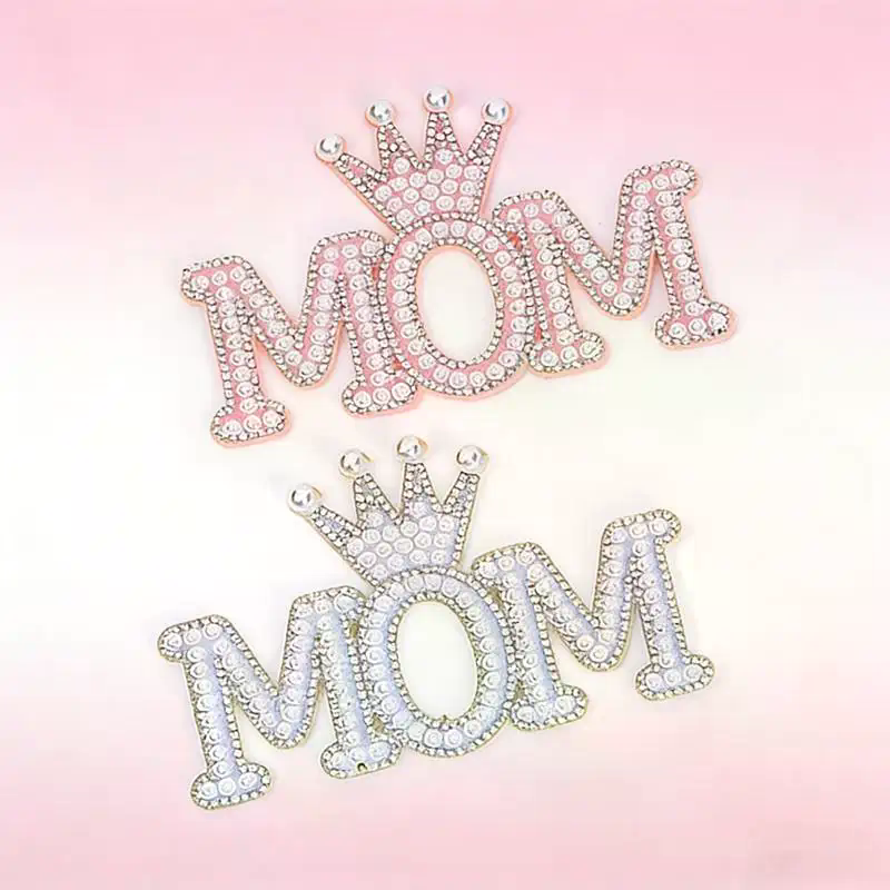1PC Pearl Crown Mom Letter Pat - Sew On Rhinestone review and price