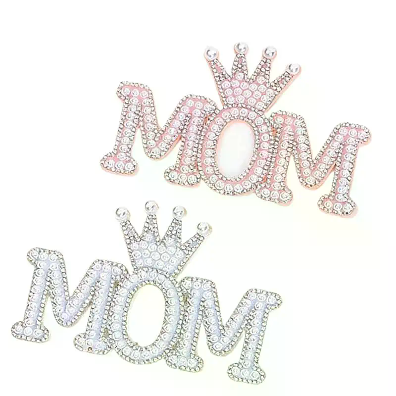 1PC Pearl Crown Mom Letter Pat - Sew On Rhinestone review and price