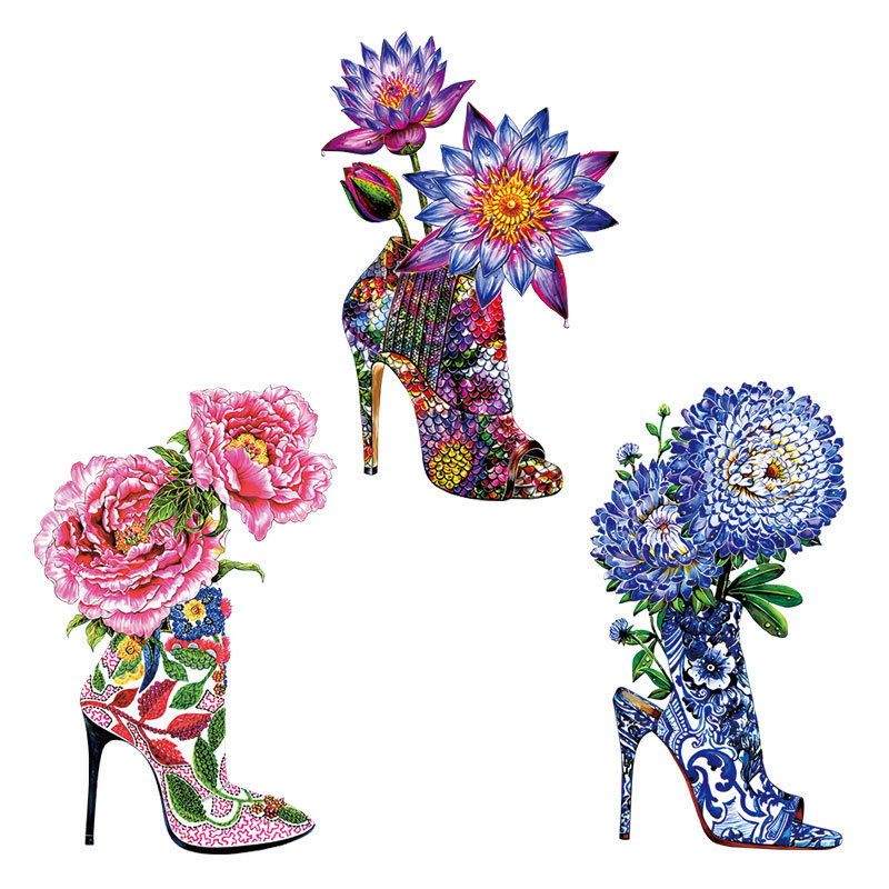 High heels flowers Iron On Pat - Applique Patch Flower review and price
