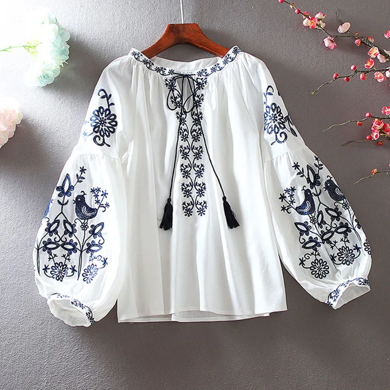 2026 Women's Retro Blouse Nati - Tassel Fringe Trim review and price