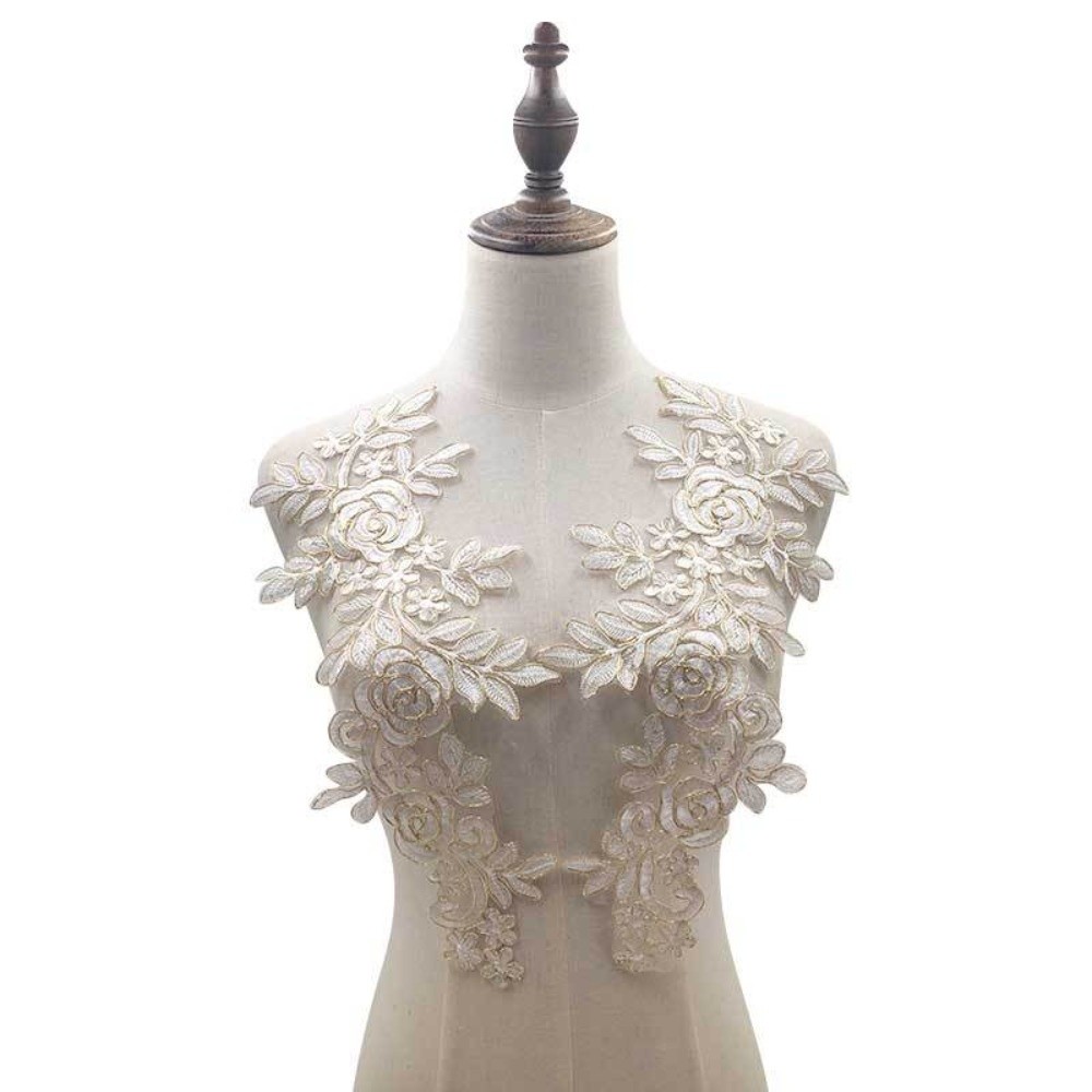 1Pair Polyester Fiber Embroide - Applique Patch Flower review and price