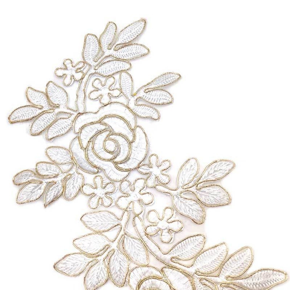 1Pair Polyester Fiber Embroide - Applique Patch Flower review and price