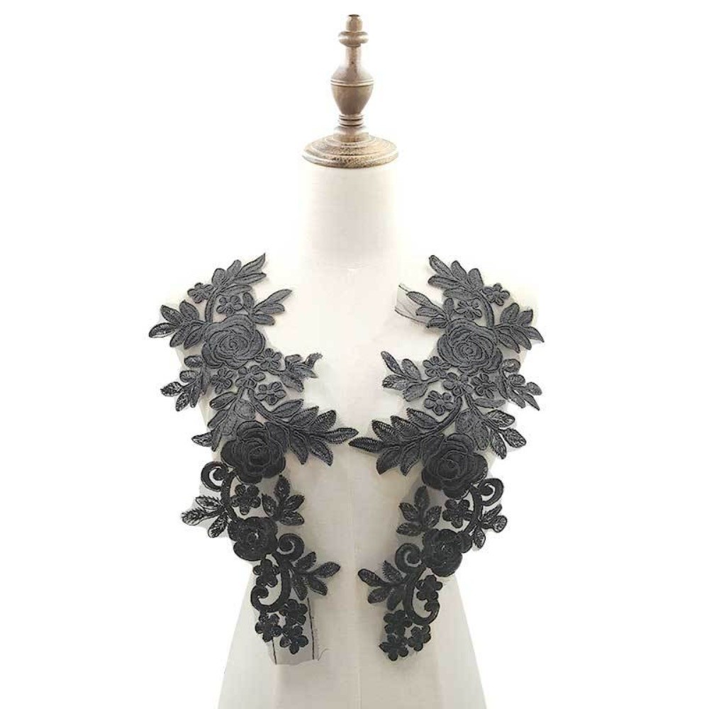 1Pair Polyester Fiber Embroide - Applique Patch Flower review and price