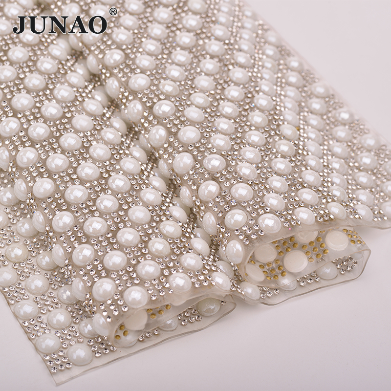 JUNAO 24*40cm Hotfix Pearl Rhi - Hotfix Rhinestone Sheet review and price